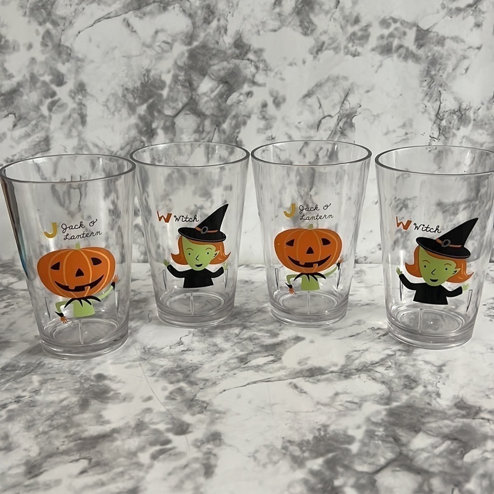 4 Pottery Barn Kids Halloween Tumbler Cups Plastic Glasses
